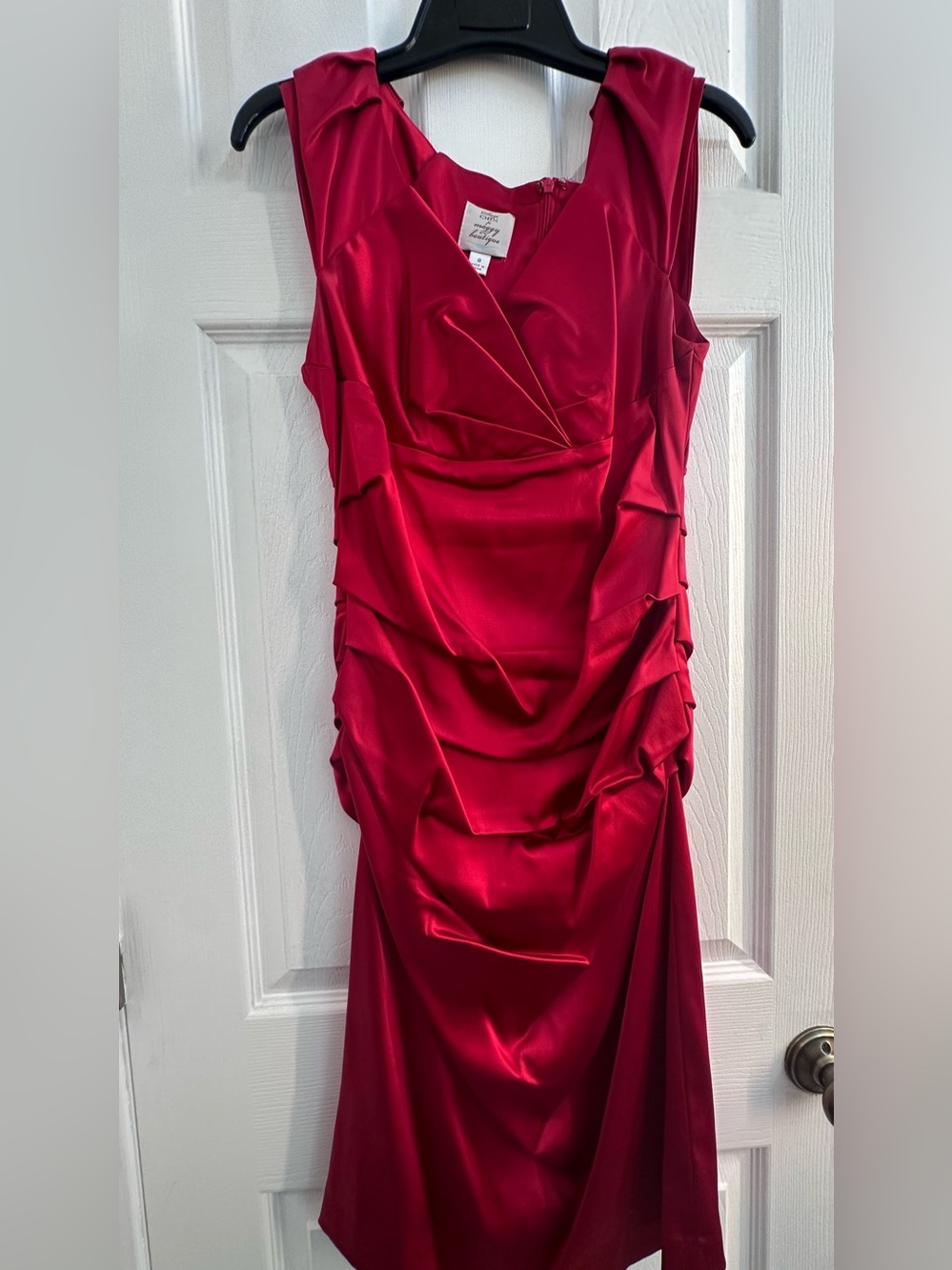 Suzi Chin Satin Ruched Prom Dress - Red size 8